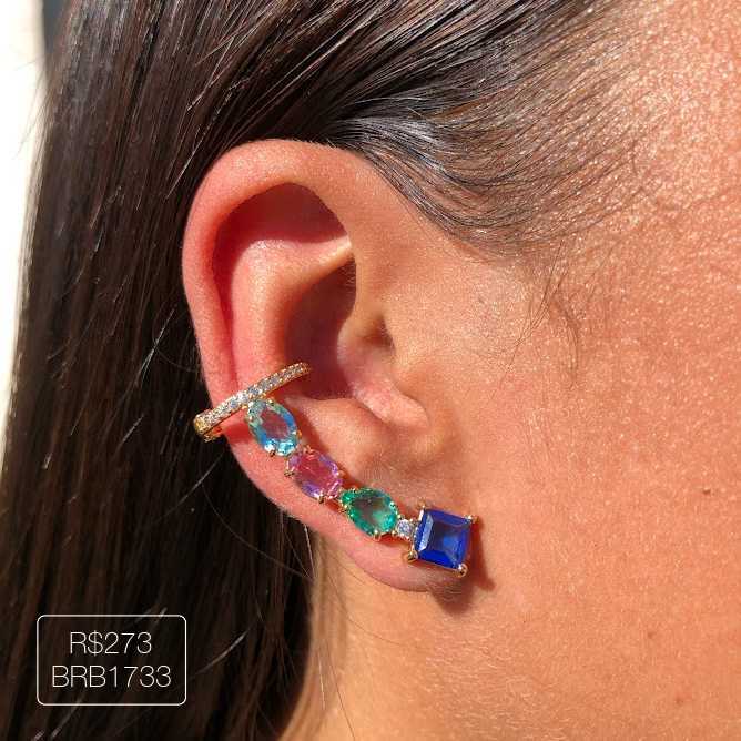 Ear Cuff Luxo 2023 Rainbow Dourado